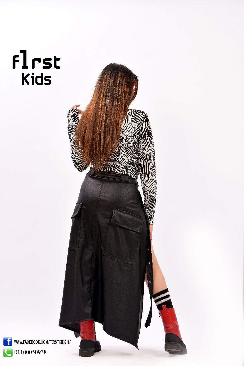 long open front panel skirt