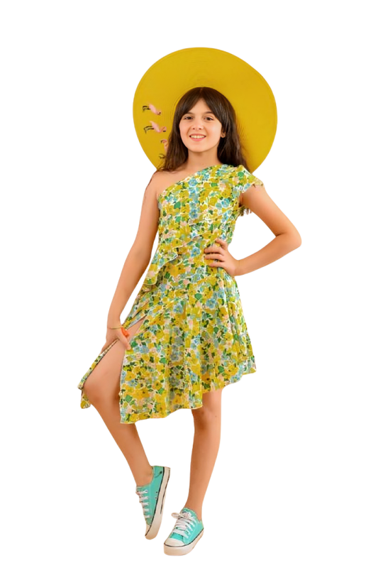 One-Shoulder Floral Dress