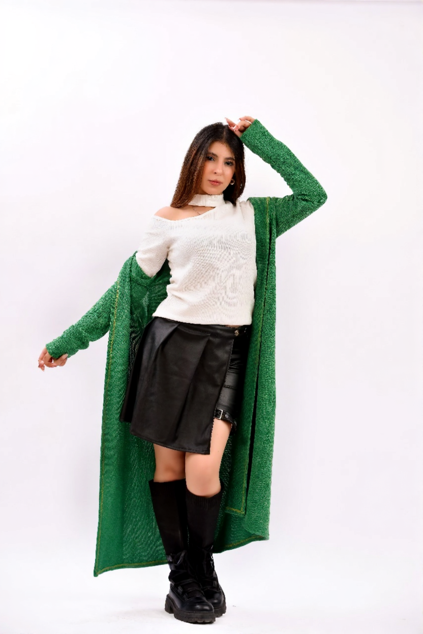 long, flowing knit cardigan