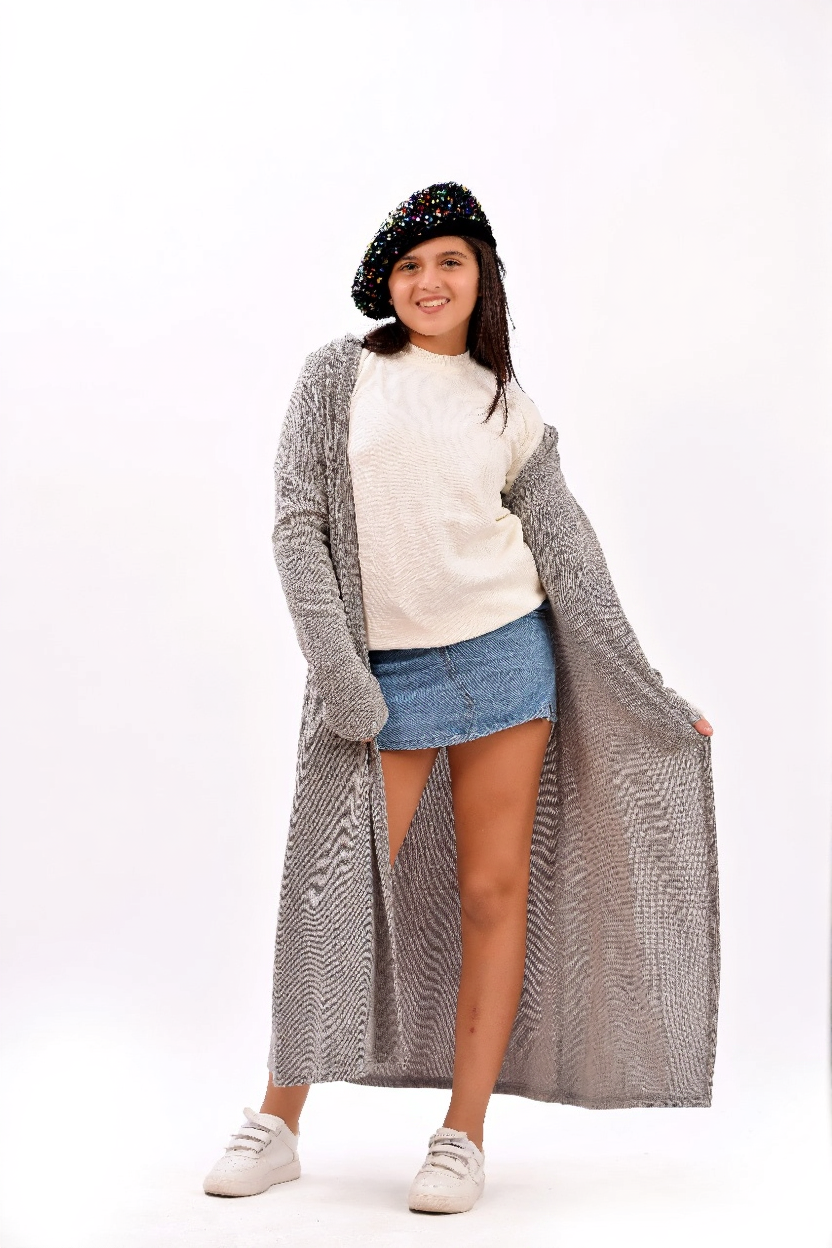 long, flowing knit cardigan