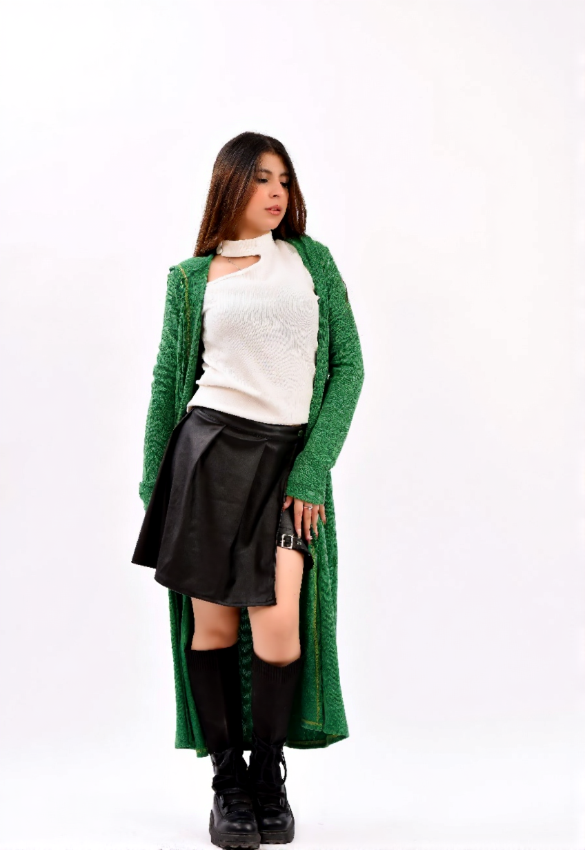 long, flowing knit cardigan