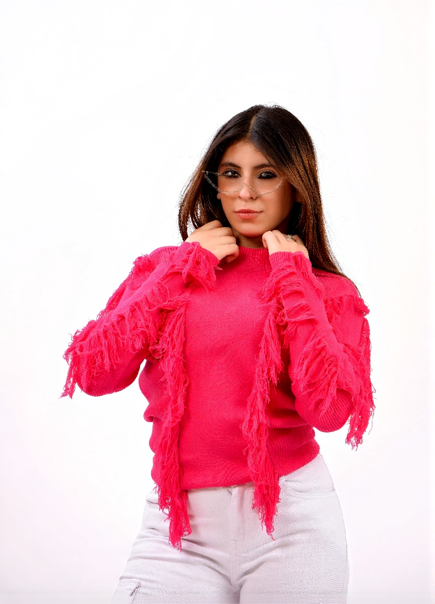 hot-pink knit sweater