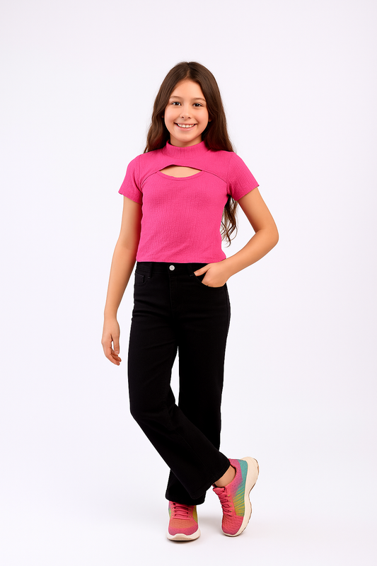 Cut-Out Ribbed T-Shirt