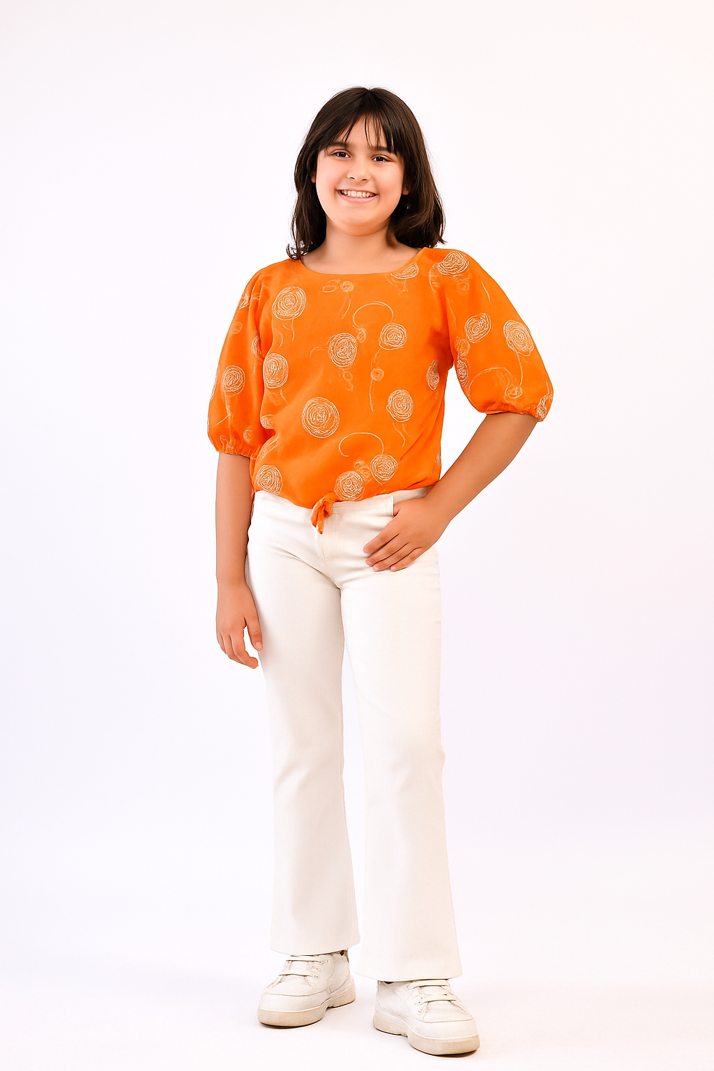 Puff Sleeve Printed Blouse