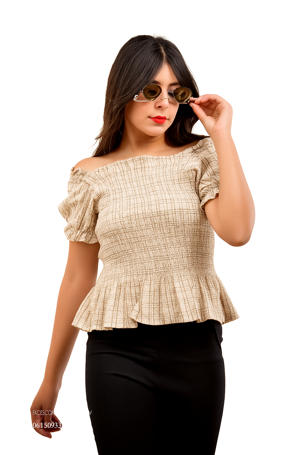 stylish off-shoulder smocked blouse