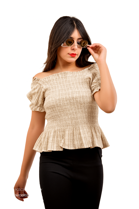 stylish off-shoulder smocked blouse