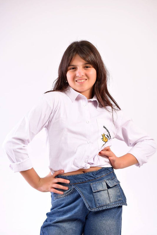 Embroidered Button-Up Blouse