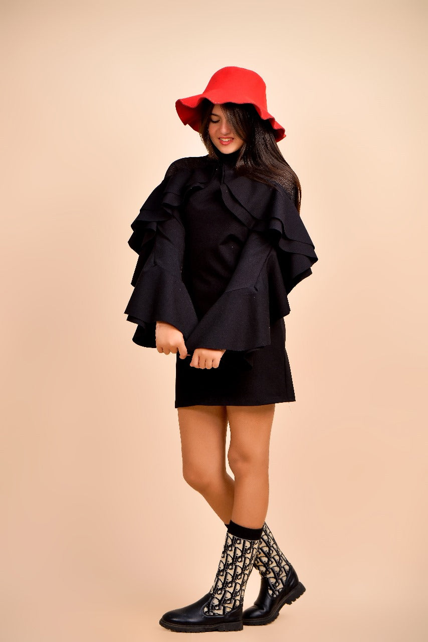 dramatic layered ruffle dress