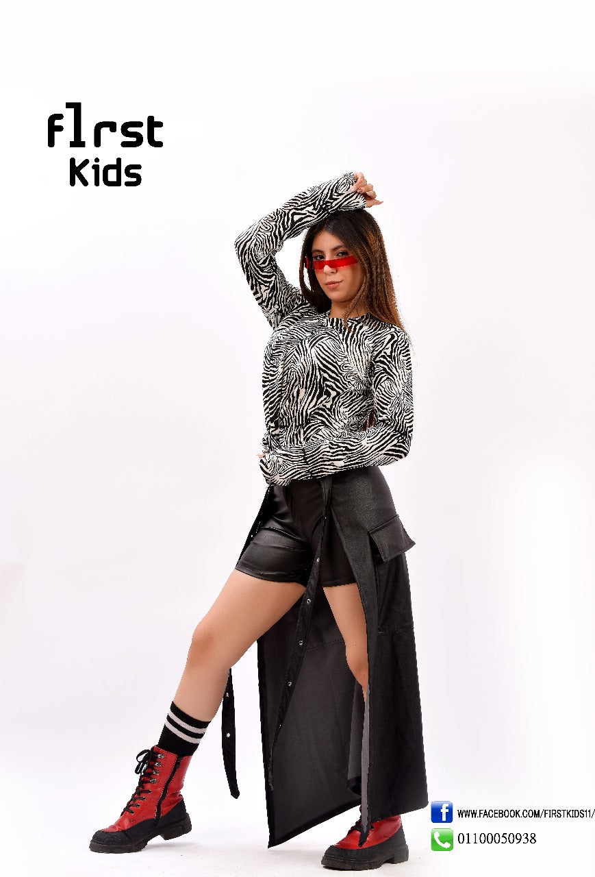 long open front panel skirt