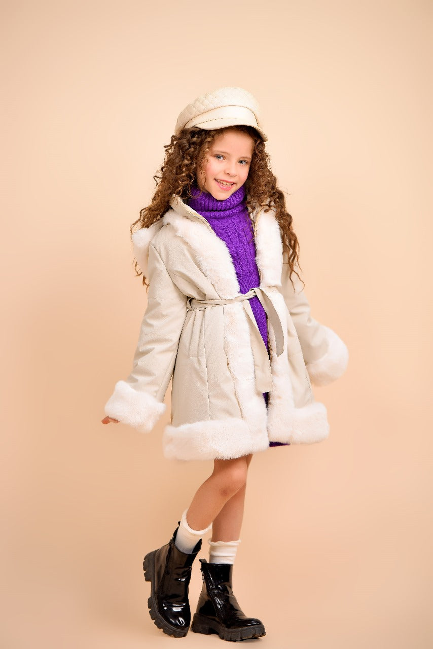 cozy, elegant kids’ winter coat