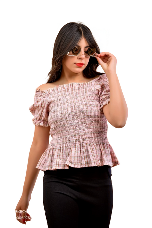 stylish off-shoulder smocked blouse