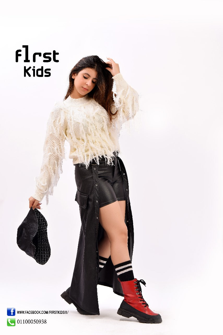 long open front panel skirt