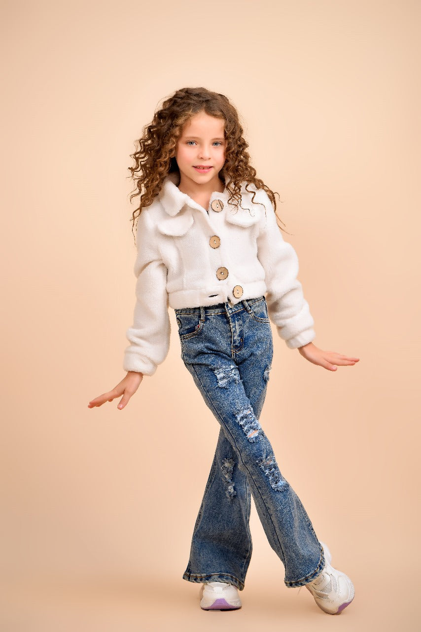 cozy white faux-fur jacket