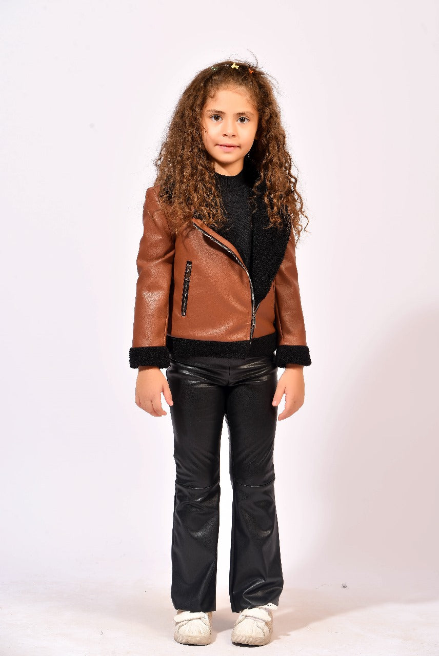 warm brown leather jacket