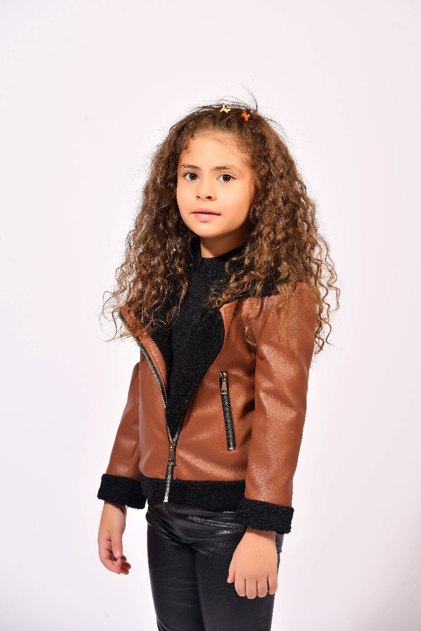 warm brown leather jacket