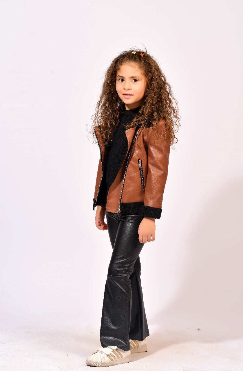 warm brown leather jacket