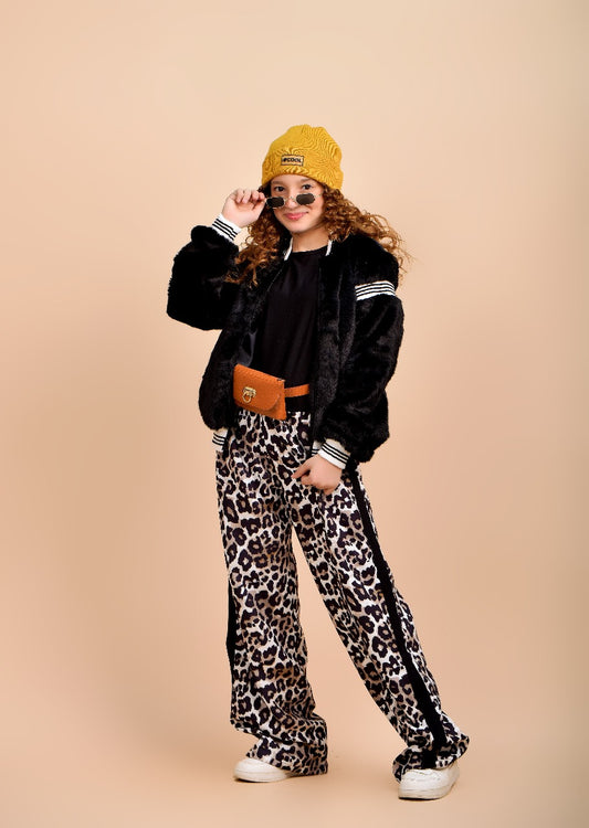 leopard-print wide-leg pants